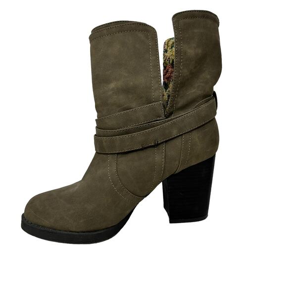 Qupid Convertible Tapestry Ankle Boots Women SZ 7 Block Heel Tapestry Boho Chic - Picture 9 of 13